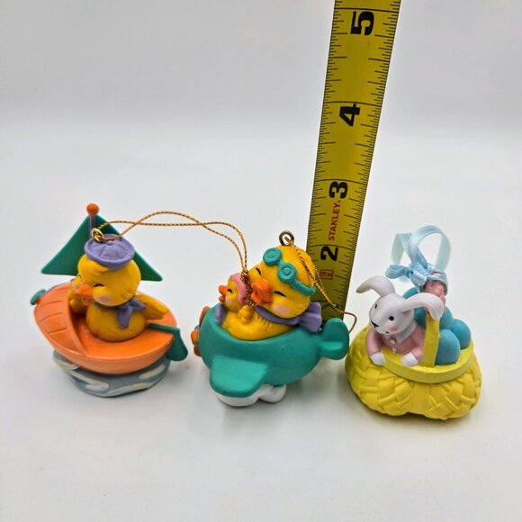 Easter Hanging Ornaments Duck Boat Chick Plane Rabbit Basket Eggs Lot Of 3 Read - Picture 9 of 9